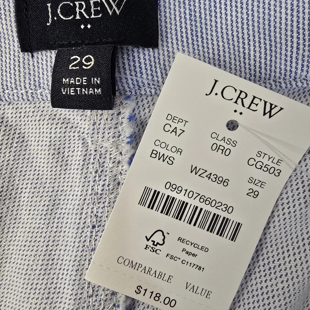 NWT J. Crew Factory Cropped Pants Blue White Stripe High Rise Wide Leg 29 - Picture 2 of 12